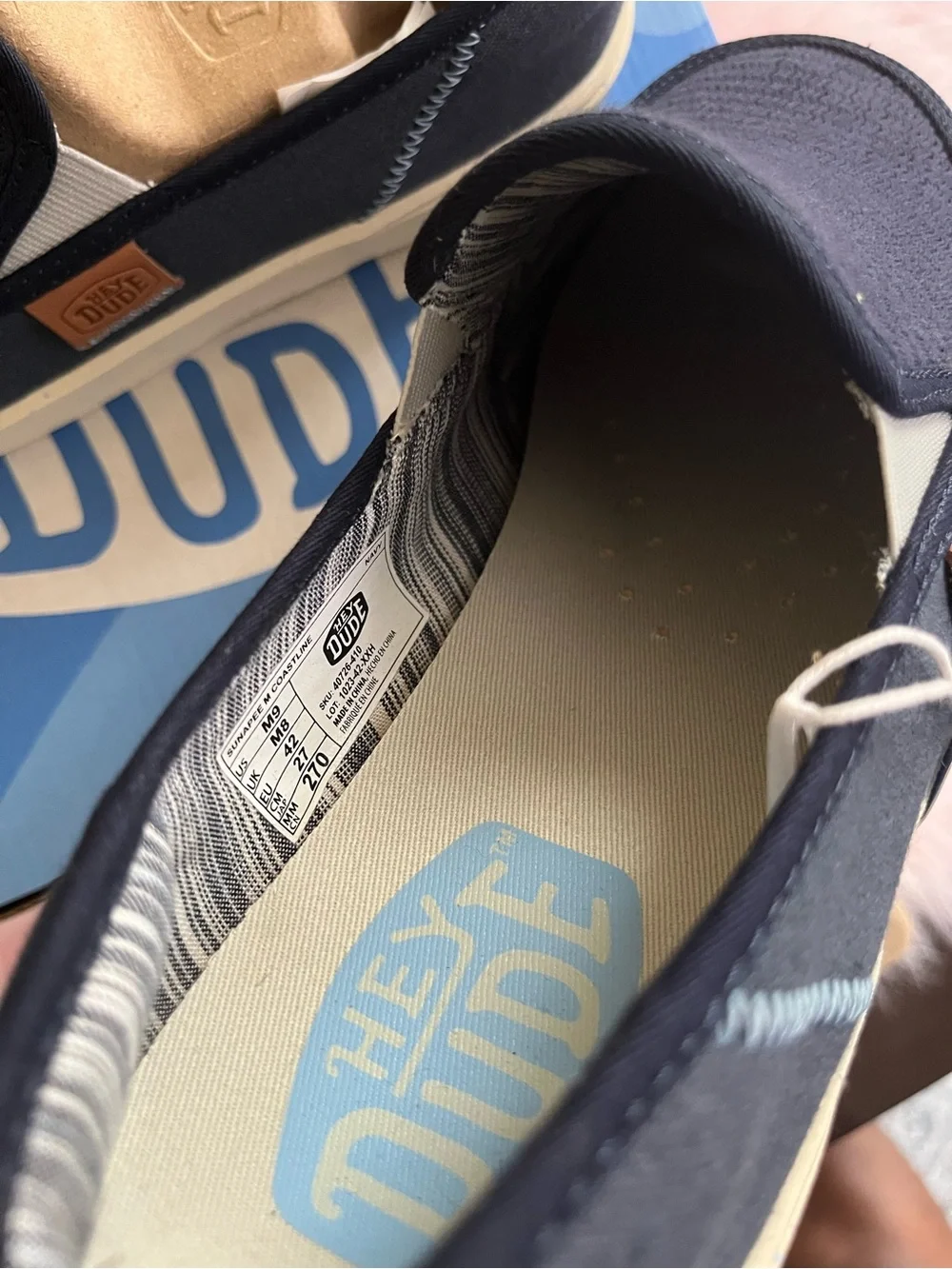 Hey Dude Navy Blue Woven Slip-On Loafers